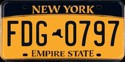 NY license plate FDG0797