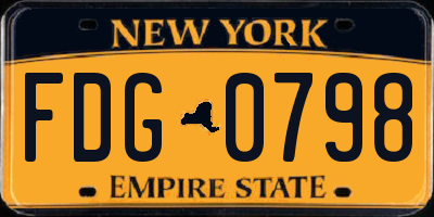 NY license plate FDG0798