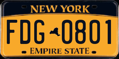 NY license plate FDG0801