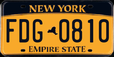 NY license plate FDG0810