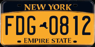NY license plate FDG0812