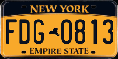 NY license plate FDG0813