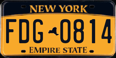NY license plate FDG0814