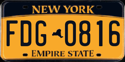 NY license plate FDG0816