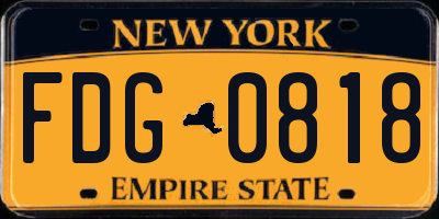 NY license plate FDG0818