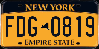 NY license plate FDG0819