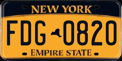 NY license plate FDG0820