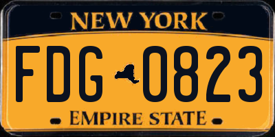 NY license plate FDG0823