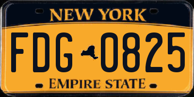 NY license plate FDG0825