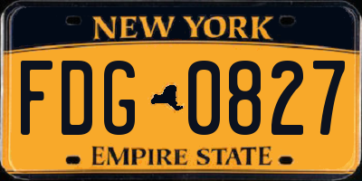NY license plate FDG0827