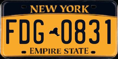 NY license plate FDG0831