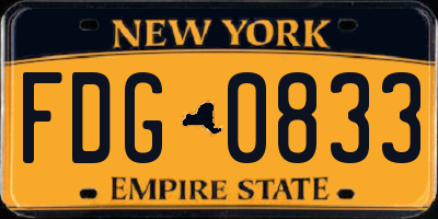 NY license plate FDG0833