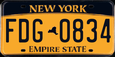 NY license plate FDG0834