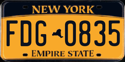 NY license plate FDG0835