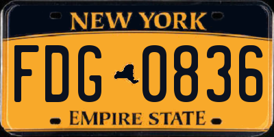 NY license plate FDG0836