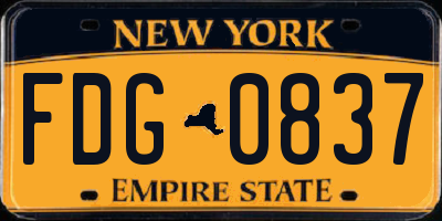 NY license plate FDG0837