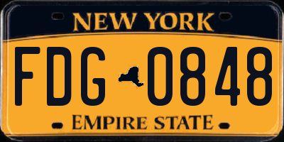NY license plate FDG0848