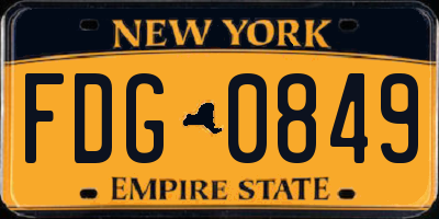 NY license plate FDG0849