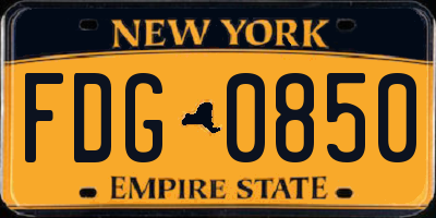 NY license plate FDG0850