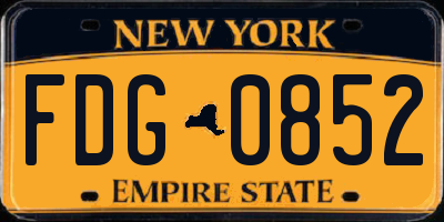 NY license plate FDG0852