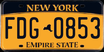 NY license plate FDG0853