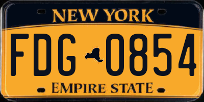 NY license plate FDG0854