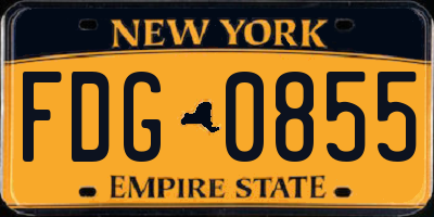 NY license plate FDG0855