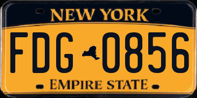 NY license plate FDG0856