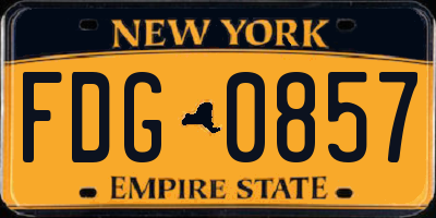 NY license plate FDG0857