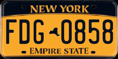 NY license plate FDG0858