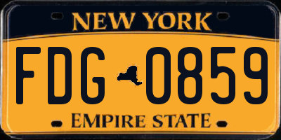 NY license plate FDG0859
