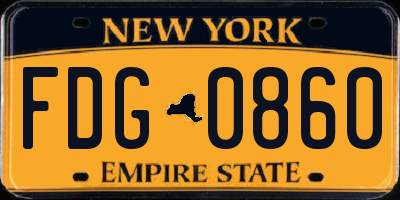 NY license plate FDG0860