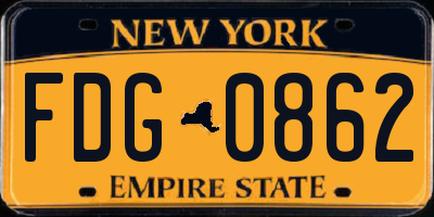 NY license plate FDG0862