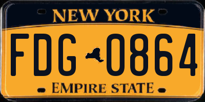 NY license plate FDG0864
