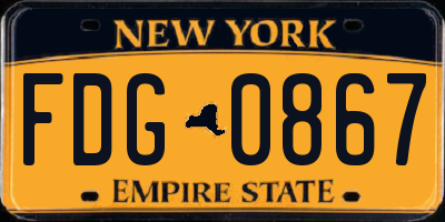 NY license plate FDG0867