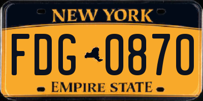 NY license plate FDG0870