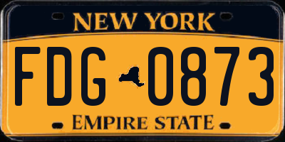 NY license plate FDG0873