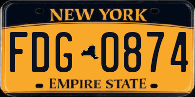 NY license plate FDG0874