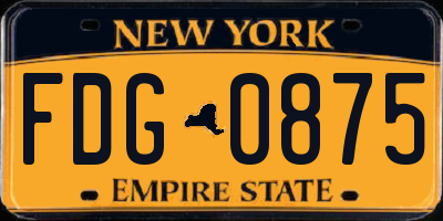 NY license plate FDG0875