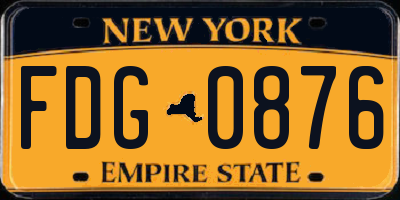 NY license plate FDG0876