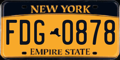 NY license plate FDG0878