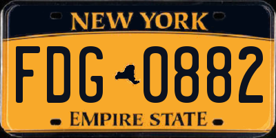 NY license plate FDG0882