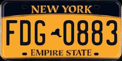 NY license plate FDG0883
