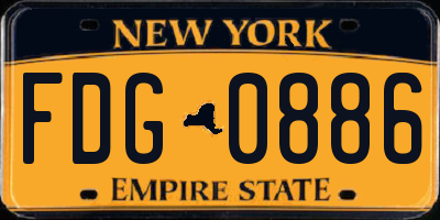 NY license plate FDG0886