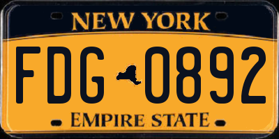 NY license plate FDG0892