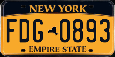 NY license plate FDG0893