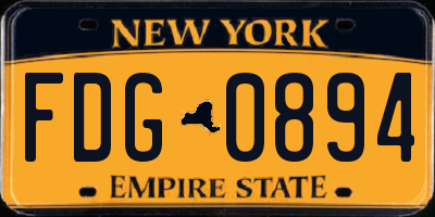 NY license plate FDG0894