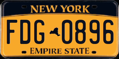 NY license plate FDG0896