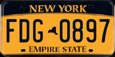 NY license plate FDG0897