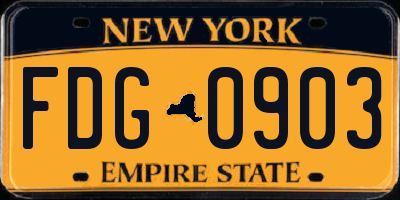 NY license plate FDG0903